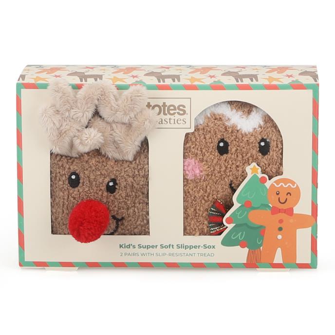 totes toasties® Childrens Super Soft Slipper Socks (Twin Pack) Christmas Extra Image 4